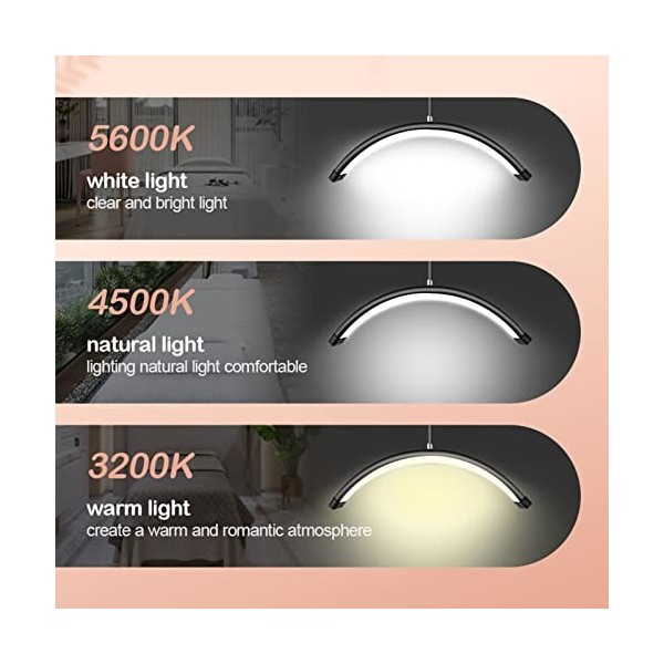 Lampadaire LED, Lumière LED de Beauté, Anneau Demi-lune Maquillage Sourcil Lampe Contrôlable à Distance avec Support de Télép