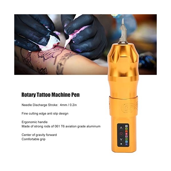 Kit de Tatouage Fil, Stylo Machine à Tatouer 2 en 1, Batterie 2400mAh, Alliage Daluminium, Rotatif Professionnel, pour Début