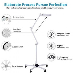 Lampe de Sol grossissante à LED 8X, loupe à Bras pivotant réglable pour skiare beauté Maquillage cosmétique manucure Salon de