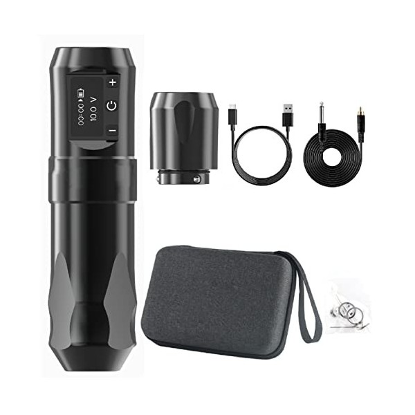 Kit de Stylo de Tatouage, Machine à Tatouer Rotative R C A, écran LCD Professionnel, Batterie 2400 MAh, Moteur sans Noyau, St