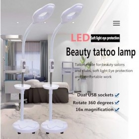 NeVka Lampe de beauté LED, Lampe de beauté de Tatouage loupe 16X, avec Plateau et Port USB, pour Les Soins de la Peau Salons 