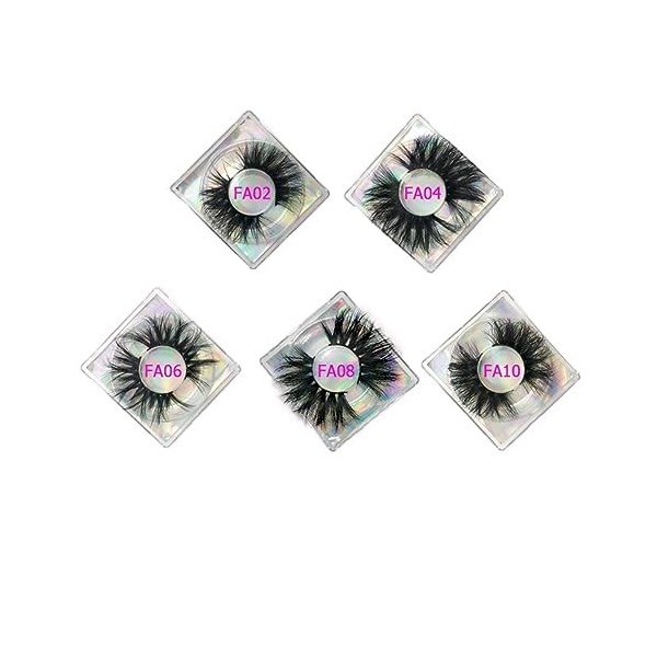 BAFAFA Cils de vison 10/20/30 paires de faux cils en gros 5D cils de vison boîtes demballage cils magnétiques 25mm faux cils