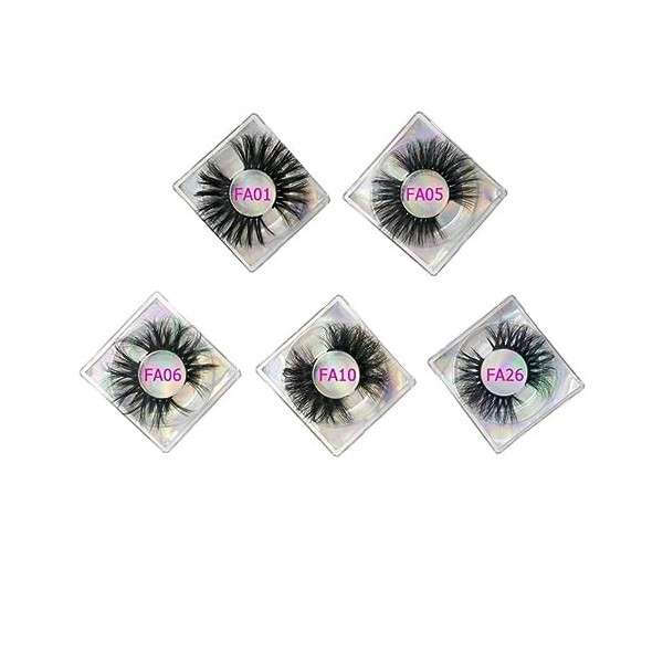 BAFAFA Cils de vison 10/20/30 paires de faux cils en gros 5D cils de vison boîtes demballage cils magnétiques 25mm faux cils