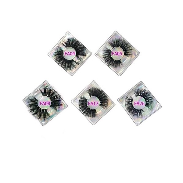 BAFAFA Cils de vison 10/20/30 paires de faux cils en gros 5D cils de vison boîtes demballage cils magnétiques 25mm faux cils