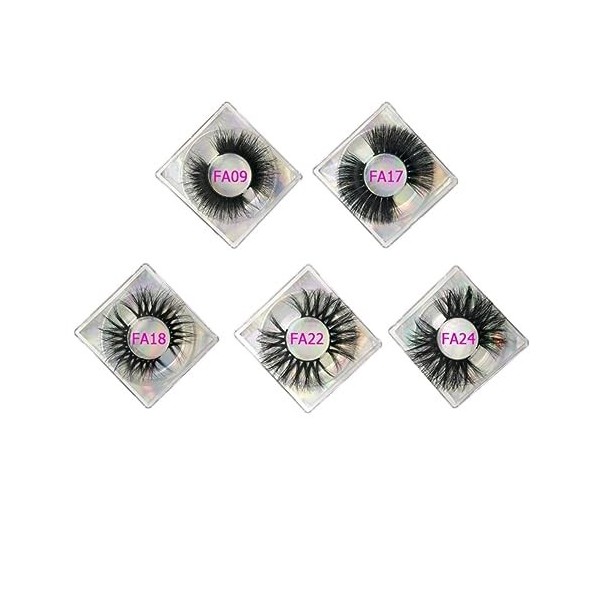 BAFAFA Cils de vison 10/20/30 paires de faux cils en gros 5D cils de vison boîtes demballage cils magnétiques 25mm faux cils