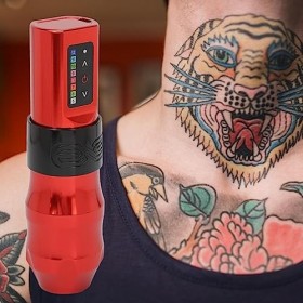 Machine à Tatouer sans Fil, Stylo à Tatouer sans Fil 2400mAh, Interface RCA Rechargeable 2 en 1 Machine à Stylo à Tatouer Rot