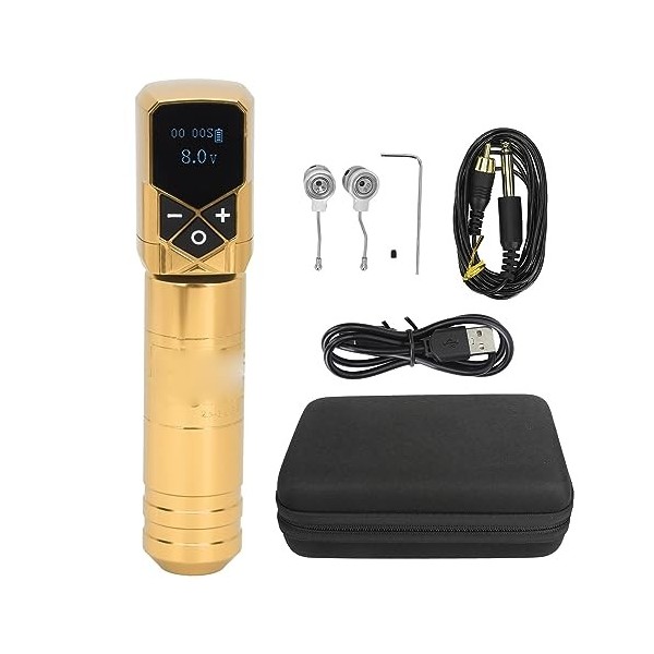 Kit de Machine à Stylo de Tatouage Rotatif, Stylo Court de Tatouage 1,1 Pouces, Alimentation sans Fil 2400 MAh, Kit Daliment
