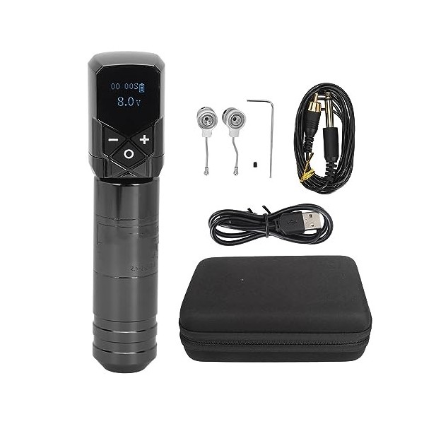 Kit de Machine à Stylo de Tatouage Rotatif, Stylo Court de Tatouage 1,1 Pouces, Alimentation sans Fil 2400 MAh, Kit Daliment