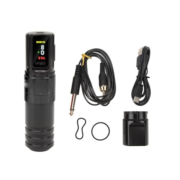 Kit de Stylo de TatouageFil 2 en 1, Course Réglable, Tête de ConnecteurRechargeable, Machine à Tatouer Rotative 2400mAh roug