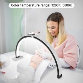 MRTKJ Lampe De Bureau À Ongles Demi-Lune, Lumière Déclairage De Tatouage, Température De Couleur Et Luminosité Réglables, 32
