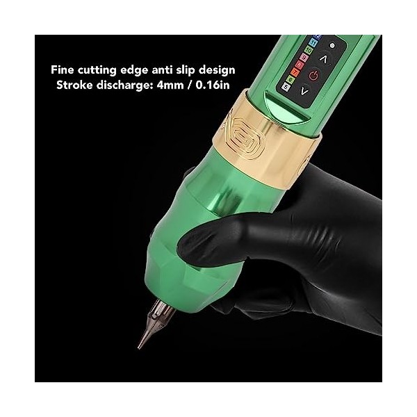 Kit de Stylo de Tatouage, Stylo de Tatouage 2400 MAh Vert Rechargeable Rotatif électrique sans Fil Machine de Stylo de Tatoua