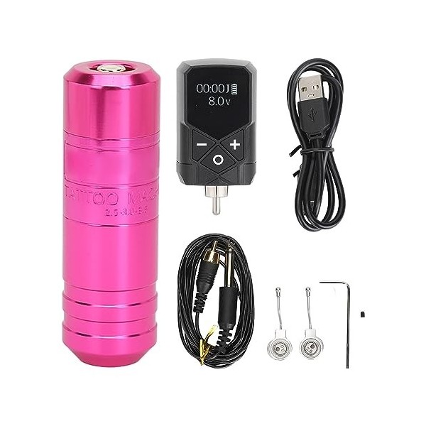 Kit de Machine à Stylo de Tatouage Rotatif, Interface RCA 11,02 Pouces, Ensemble Dalimentation sans Fil Rechargeable 2400 MA