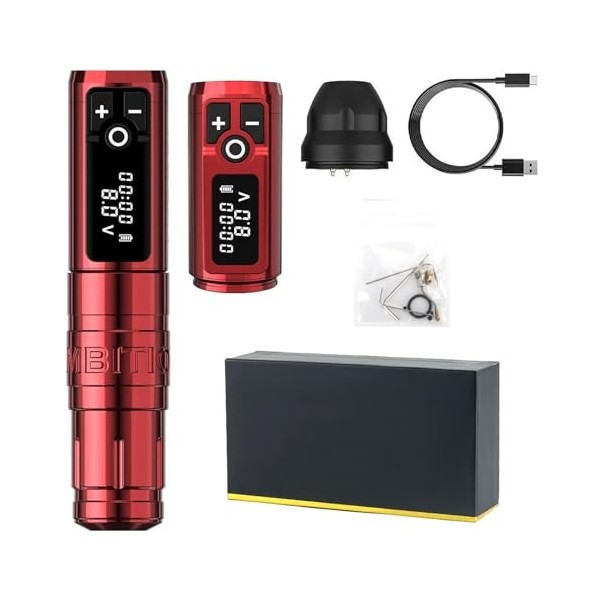 INGKE Kit Stylo Machine tatouer sans Fil Moteur sans Noyau capacité 2400 mah Batterie Tatouage Charge Rapide entraînement Dir