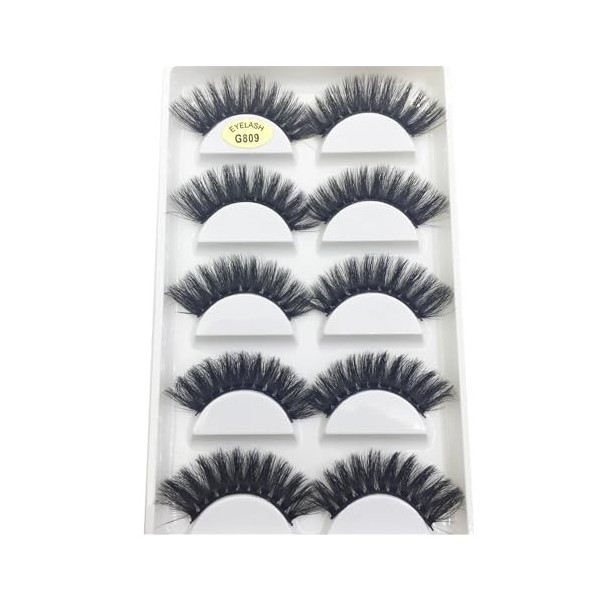 UAMOU 10/50 boîtes 5 paires de Faux Cils 3D en vison, doux, maquillage, Faux Cils Cilios Maquiagem Cheerfully Color : 5Pairs