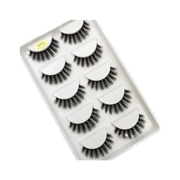 UAMOU 10/50 boîtes 5 paires de Faux Cils 3D en vison, doux, maquillage, Faux Cils Cilios Maquiagem Cheerfully Color : 5Pairs