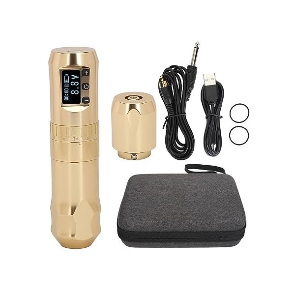 Kit de Machine à Tatouer, Machine à Tatouer Rotative sans Fil 2 en 1, Moteur sans Noyau, Stylo de Tatouage OLED à Courses de 