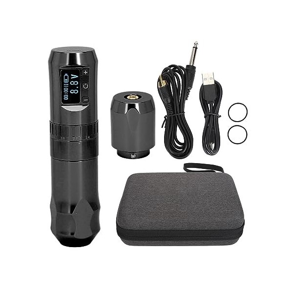 Kit de Machine à Tatouer, Machine à Tatouer Rotative sans Fil 2 en 1, Moteur sans Noyau, Stylo de Tatouage OLED à Courses de 