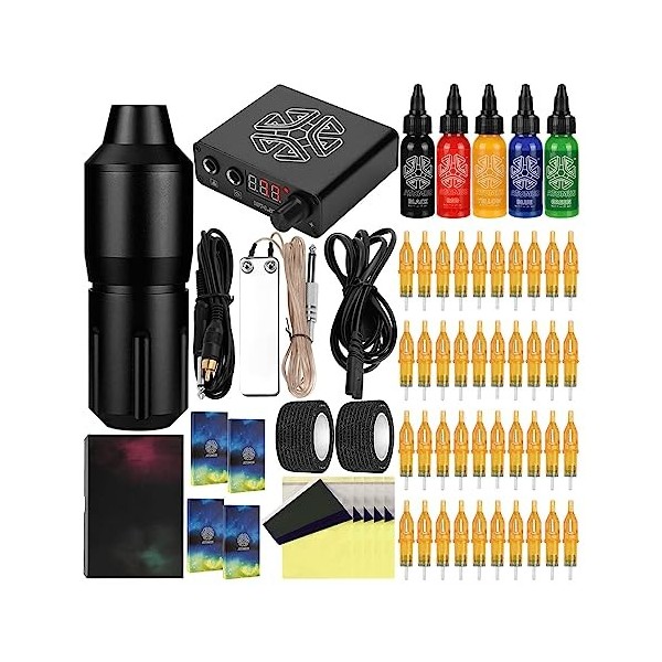 TTOOGO Kit De Tatouage Kit De Tatouage Complet Avec Alimentation De Tatouage Cartoule À Cartouche Aigneaux Incre Tatouage Pou