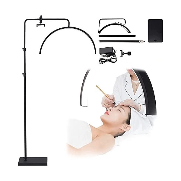 Lampe de beauté LED demi-lune, 36W 3000-6000K Lash Extension Lampadaire, Le variateur de tête de lumière peut régler la lumin