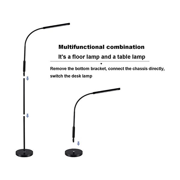 CHEWO Lampadaire LED 10W, lumière de cils col de cygne, lumière de cils dimmable 3000-6500K, 5 couleurs et 5 luminosités, kit