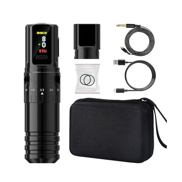 Kit de Stylo de TatouageFil 2 en 1, 2.4 à 4.2mm, Charge Réglable, Tête de ConnecteurRechargeable, Machine à Tatouer Rotative 