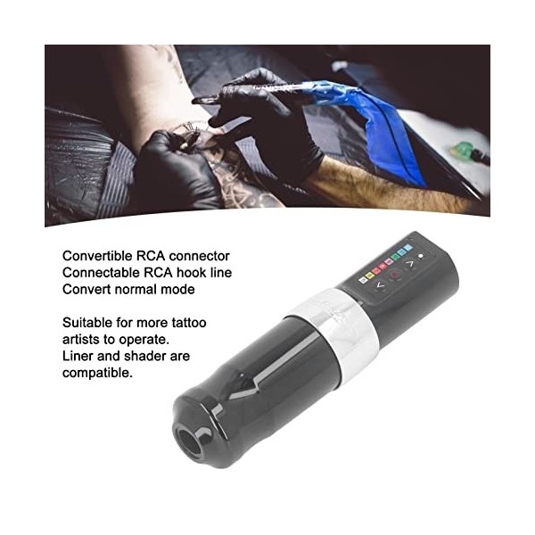 Stylo de Tatouage sans Fil, RAC Connector 2400mAh Power CNC Integrated Carving 5-12V Voltage Rotary Tattoo Battery Pen For Be