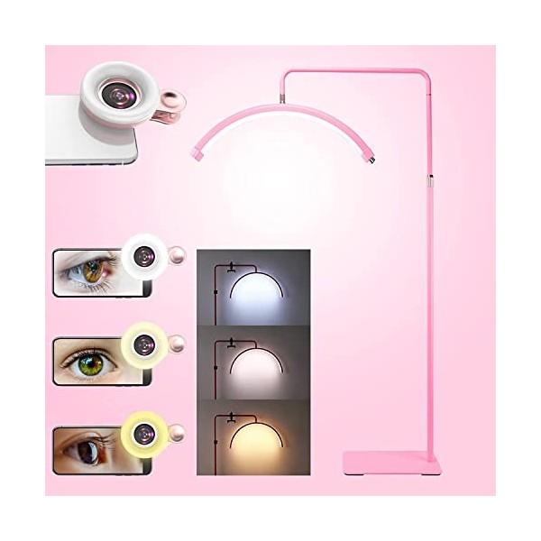 CHEWO Nouvelle Mise à Niveau Lash Light pour Extensions de Cils, Lampe de Lune LED avec Support de téléphone et Objectif Macr