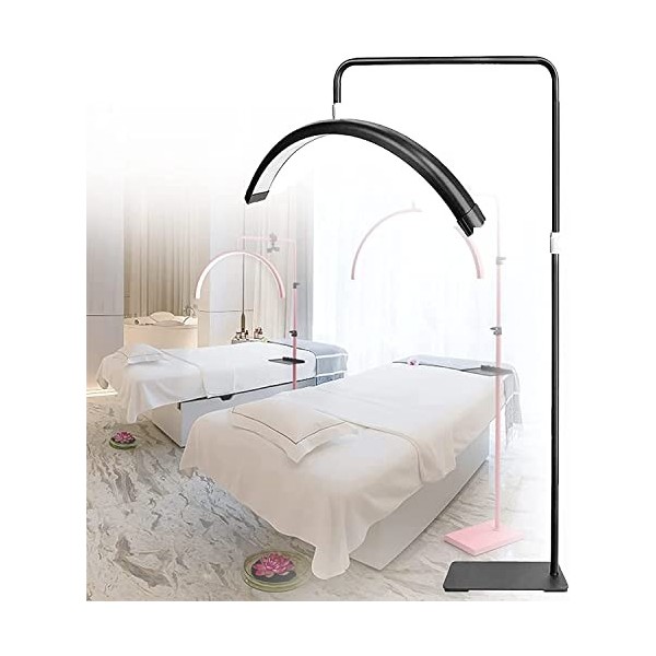 CHEWO Lampe de tatouage au sol pour extension de cils, lampe à cils demi-lune en forme de U, 30 W à intensité variable 3000 K