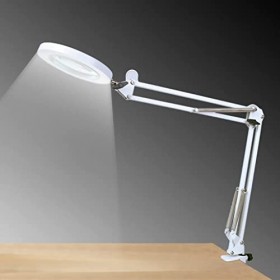 Lampe de manucure beauté, Lampe loupe USB Pliante de Bureau, 3 Niveaux de Couleur de la lumière, 10 Niveaux de luminosité des
