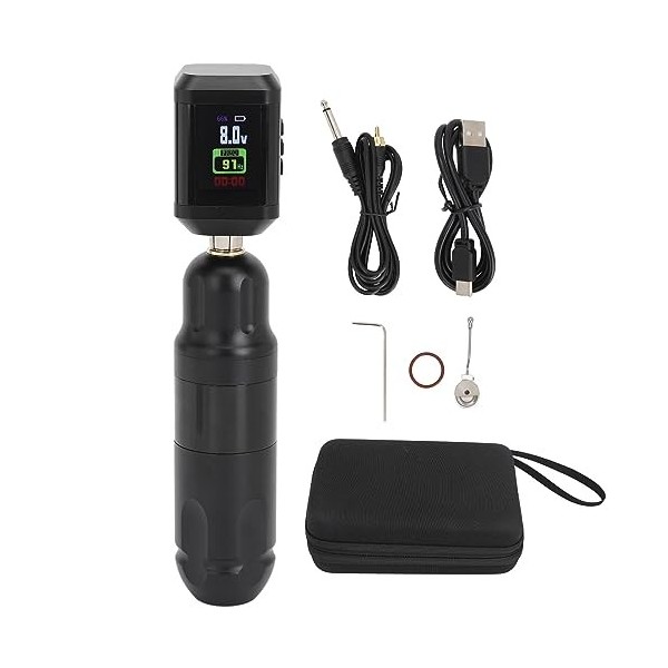 Kit de Machine à Tatouer Rotative, Kit de Stylo de Tatouage, Aiguilles à Cartouche 10 000 Tr/min 2200 MAh, Kit Dalimentation