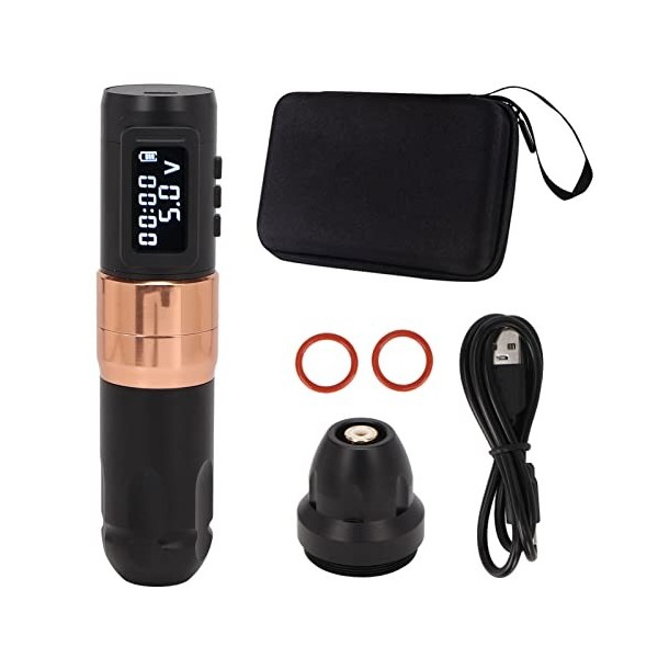 Stylo de Tatouage à Cartouches Rotatives, Course Réglable, Moteur Noyau Puissant, Batterie 2400 MAh, Affichage LED, Course de