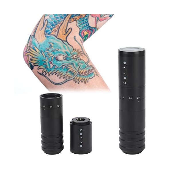 Stylo de Tatouage sans Fil 2 en 1, Cartouches Professionnelles Kit de Machine à Tatouer pour Pistolet à Tatouer 2200mAh Power