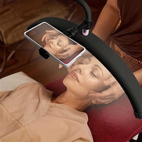CHEWO Lampe dextension de cils, lampe de cils demi-lune avec télécommande et support de téléphone, lampe de beauté à gradati