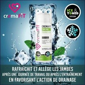 CREMAFIT DRENA Crème Effet Froid Cryothérapie, pour les Jambes Fatiguées et Gonflées. Elle lutte contre la Rétention dEau. F