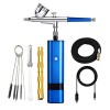 Pistolet à Peinture 32 PSI Bleu Couleur Aérographe Compresseur Rechargeable sans Fil Soins de La Peau Tatouage Nail Beauté Ma