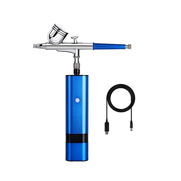 Pistolet à Peinture 32 PSI Bleu Couleur Aérographe Compresseur Rechargeable sans Fil Soins de La Peau Tatouage Nail Beauté Ma