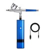 Pistolet à Peinture 32 PSI Bleu Couleur Aérographe Compresseur Rechargeable sans Fil Soins de La Peau Tatouage Nail Beauté Ma