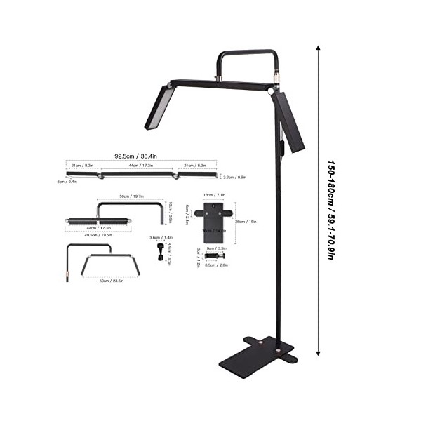 Lampe LED Noire Demi-lune, 36 Pouces 40 W avec 3200k-5600k, Lampe de beauté Portable et Pliable avec 10 Vitesses pour Salon d