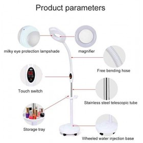 Lampe loupe de salon de beauté 16X, lumière de loupe sur pied de protection des yeux ultra lumineuse avec support de sol roul