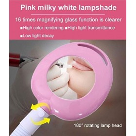 FGHSD Lampe loupe sur Pied à Bras pivotant réglable avec Lampe en Verre grossissante 16X pour la beauté des Soins de la Peau,