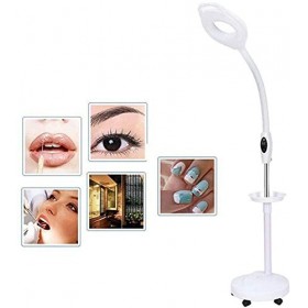 Salon de beauté 16X Magnifie Floor Standing Light, Lampe loupe à LED Ultra Lumineuse avec Support de Sol Roulant pour la Prot