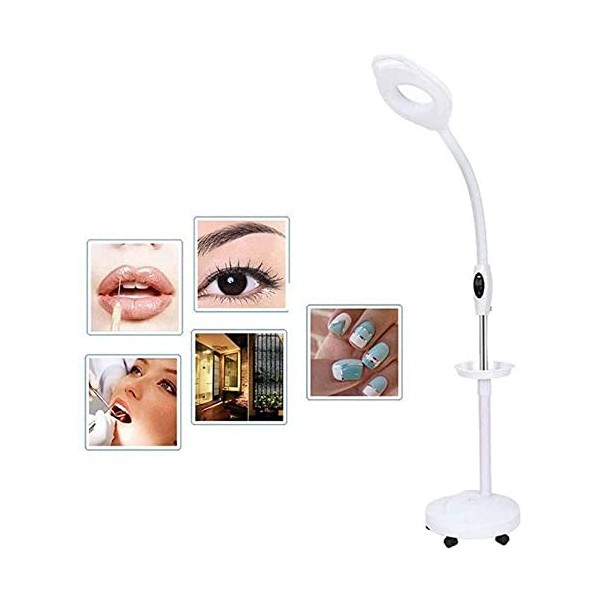 Salon de beauté 16X Magnifie Floor Standing Light, Lampe loupe à LED Ultra Lumineuse avec Support de Sol Roulant pour la Prot