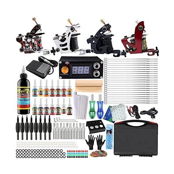 Kit De Tatouage Complet Coil Tatoo Machine Set À Quatre Machines Ensemble Complet Déquipement De Tatouage Tatoo Set Tattoo T