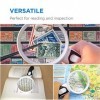 5X Square Magnifying Glass LED Lamp with Rolling Floor Stand Adjustable Swivel Arm Beauty Magnifier Lamp for Tattoo Folding S