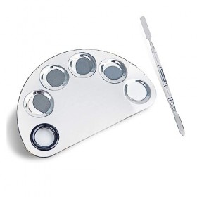EVANEM Palette de mélange à 5 puits, Plateau de mélange en métal en Acier Inoxydable avec spatule, Outil dartiste for mélang