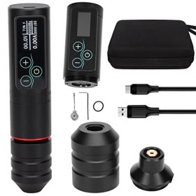 Machine à Tatouer Rotative sans Fil, Stylo à Tatouer RCA à Poignée Antidérapante avec écran LCD, Batterie Rechargeable 2400 M