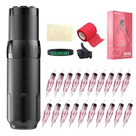Kit de Machine à Stylo Sans Fil pour Tatouage Moteur Sans Balais 4,0 mm de Course Machine à Tatouer Rotative Kit de Cartouche