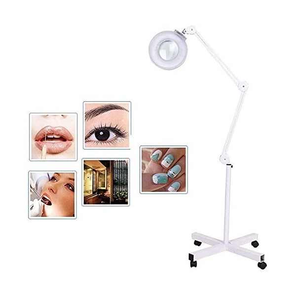 FGHSD Lampe loupe Pliable 16X sur Pied, Support de Lampe loupe LED Lig économie dénergie Ultra Lumineuse pour Salon de Soins