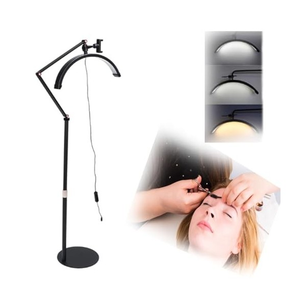 Crescent LED stand Light 36W pour la beauté et la création de contenu: idéal pour les extensions de cils, les soins de la pea