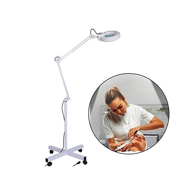 Lampadaire grossissant 8X LED, lumière de loupe à Bras pivotant réglable pour Soins de la Peau beauté cosmétique Maquillage m